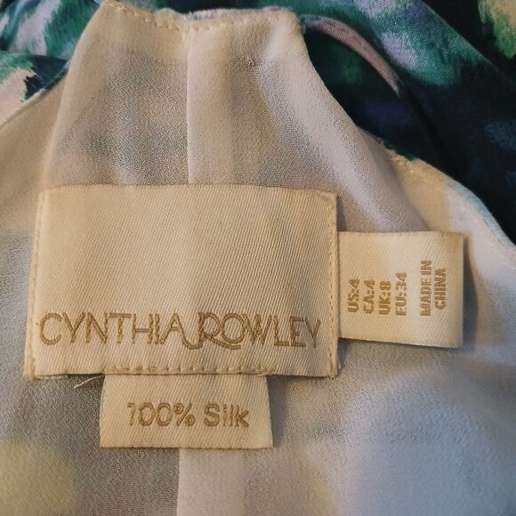 Cynthia Rowley Dress 100% Silk Swing A-Line Pastel Floral Pockets - Picture 5 of 7